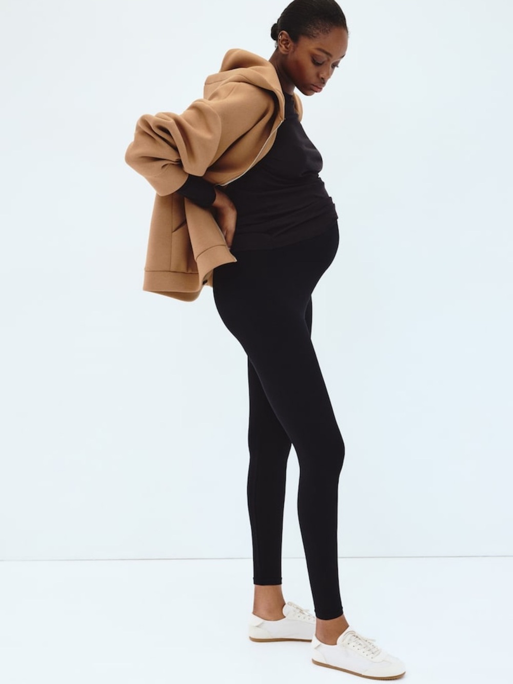 H&M MAMA Black Maternity Active Leggings Size Medium Over Belly